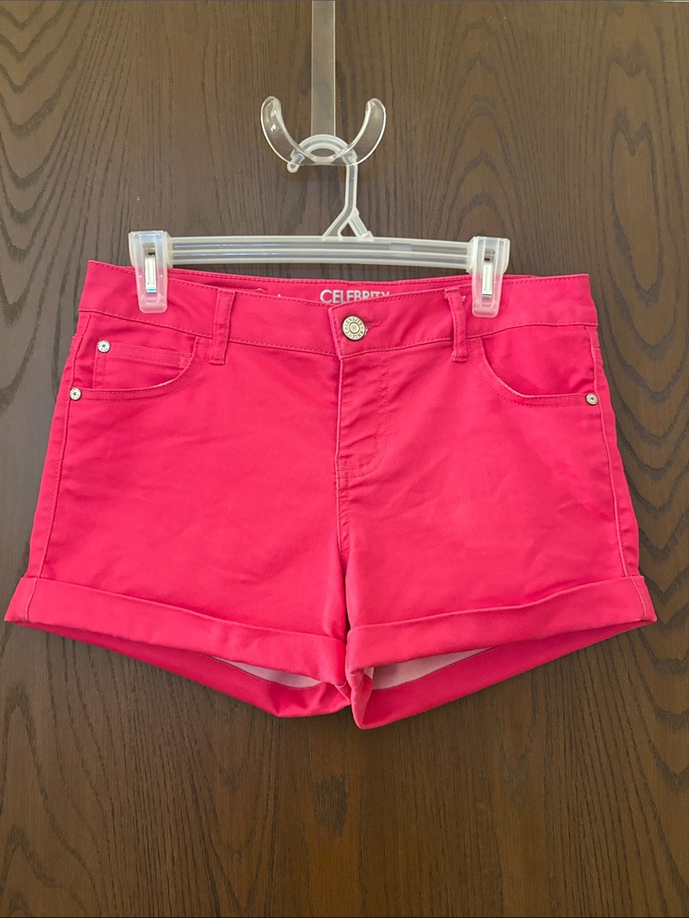 Celebrity Pink Rolled Up Cuff Pink Shorts
